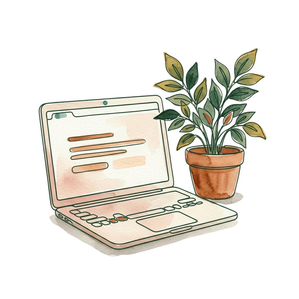 Laptop ilustrando proceso en línea